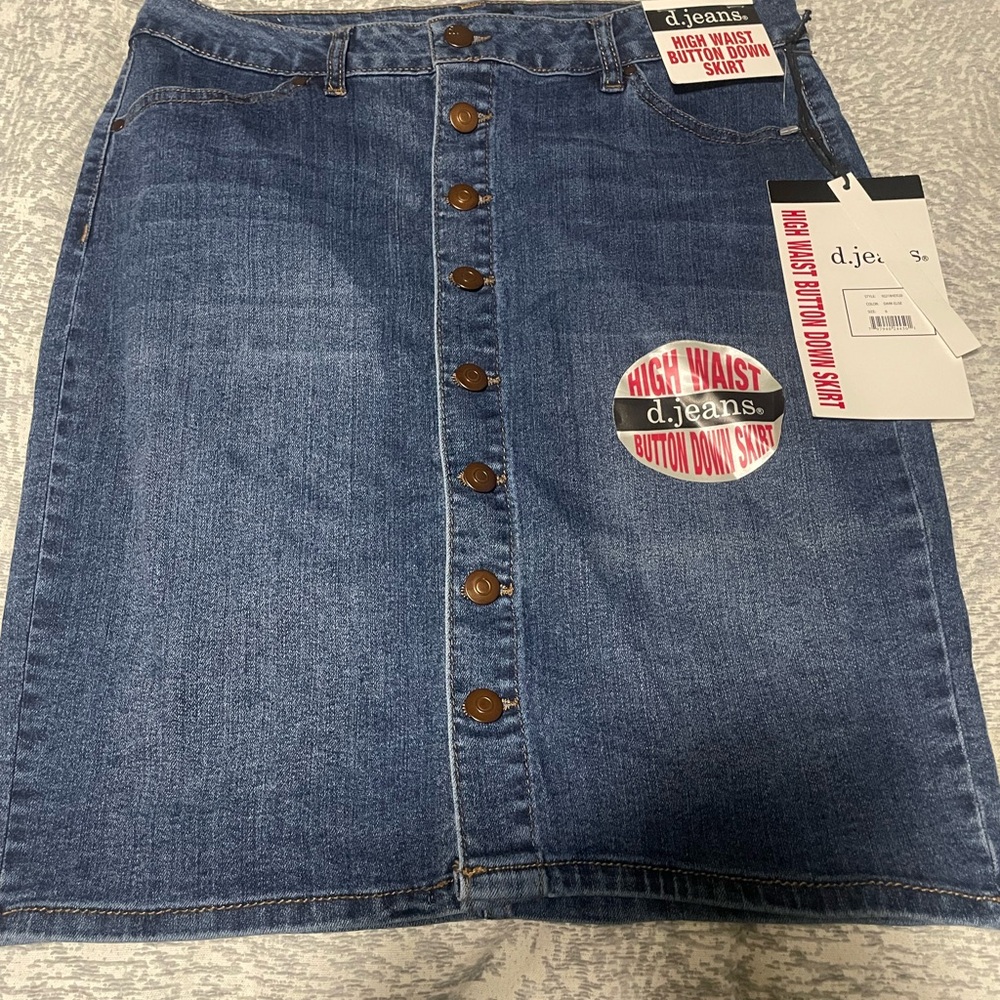 D. Jeans Women's High-Waist Blue Button-Down Skirt